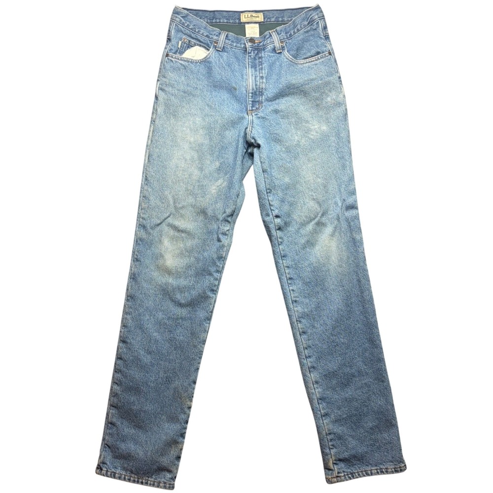 LL Bean Fleece Lined Jeans Mens 31x34 Blue Classic Fit Denim Straight Leg